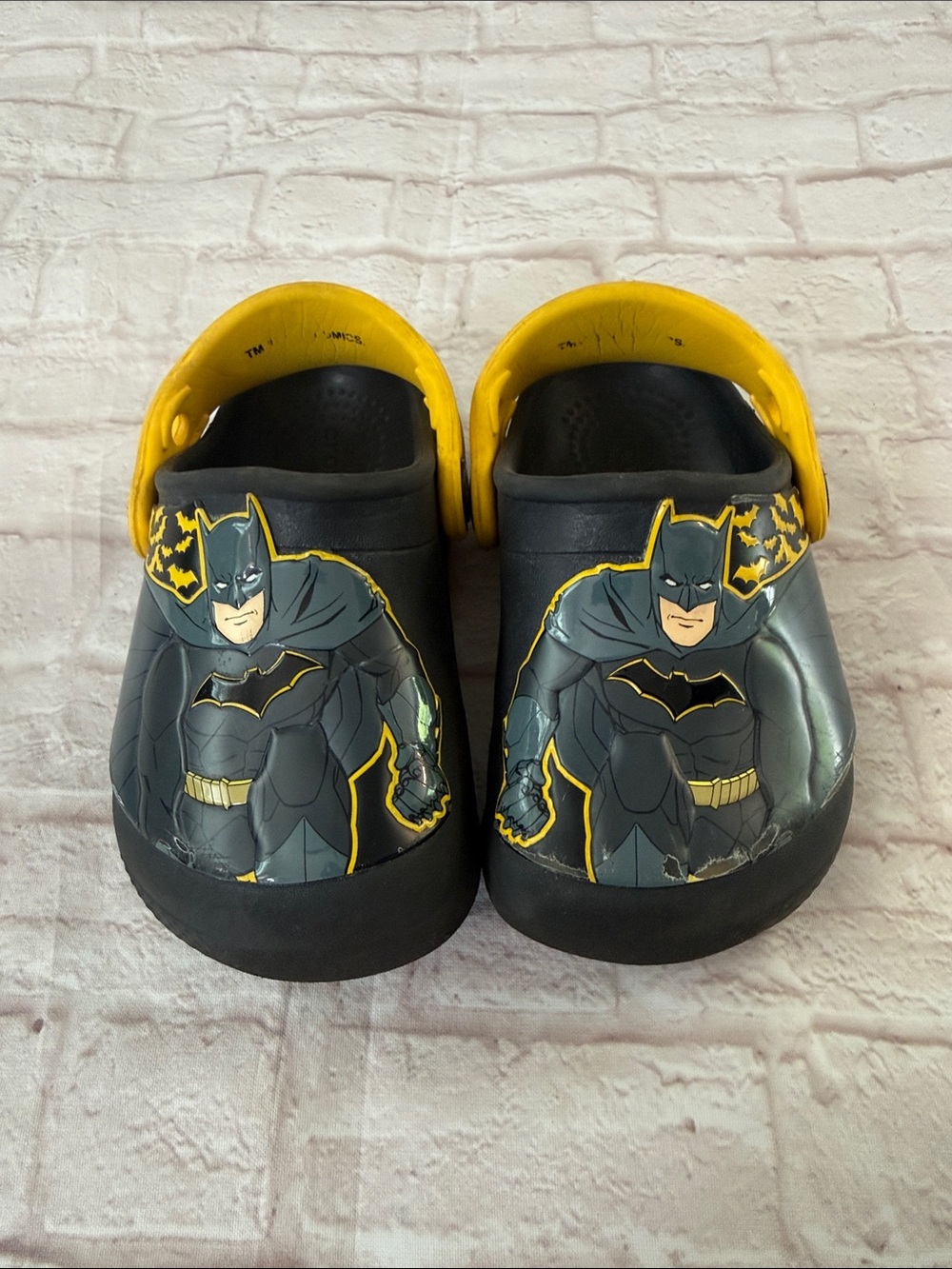 Crocs Baby Toddler Kids Batman Black & Yellow Slip-On Clog Shoes